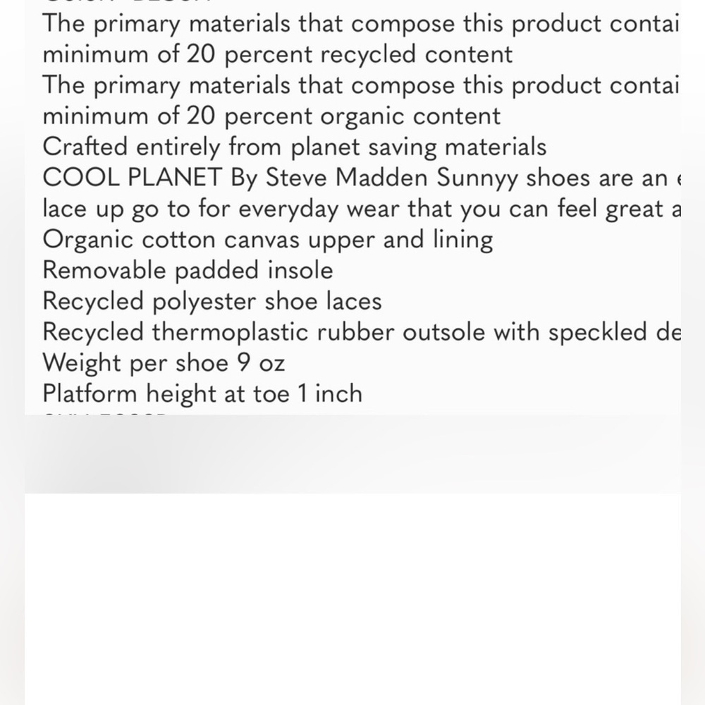 STEVE MADDEN COOL PLANET SUNNYY SNEAKERS GRAY SZ 7 RECYCLED/ORGANIC MATERIALS - Picture 2 of 8